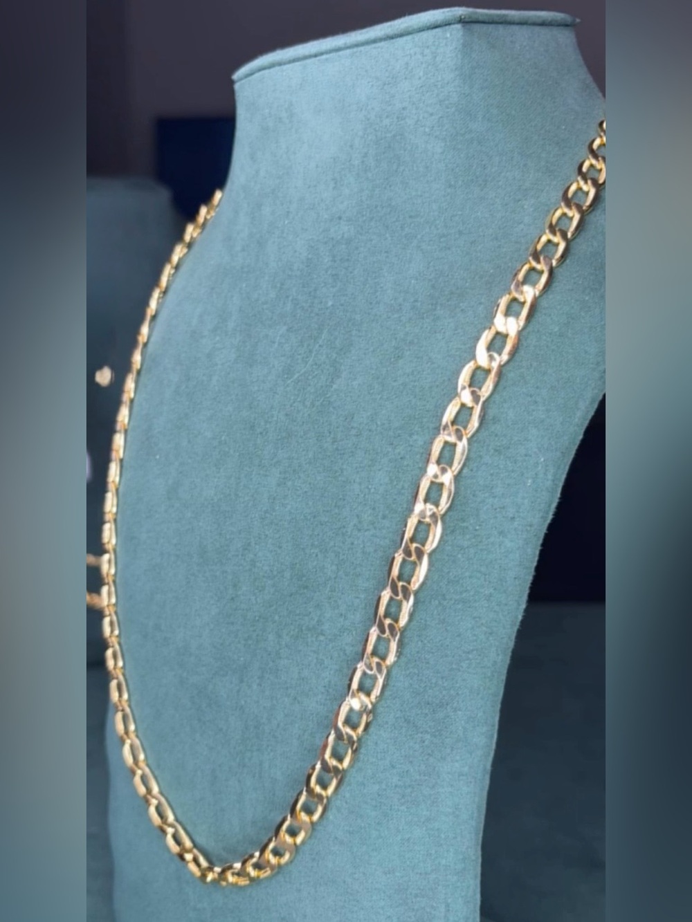 18K Gold-Filled Inner Diamond Cut Flat Cuban Chain Necklace - 24”
